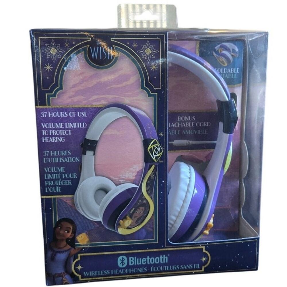 Disney Wish Bluetooth Wireless Headphones Kids Foldable Volume Limit - New